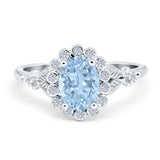 Vintage Oval Engagement Ring Simulated Cubic Zirconia 925 Sterling Silver