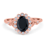 Vintage Oval Engagement Ring Simulated Cubic Zirconia 925 Sterling Silver