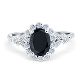 Vintage Oval Engagement Ring Simulated Cubic Zirconia 925 Sterling Silver