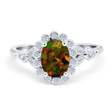 Vintage Oval Engagement Ring Simulated Cubic Zirconia 925 Sterling Silver