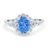 Vintage Oval Engagement Ring Simulated Cubic Zirconia 925 Sterling Silver