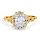 Vintage Oval Engagement Ring Simulated Cubic Zirconia 925 Sterling Silver