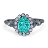 Vintage Oval Engagement Ring Simulated Cubic Zirconia 925 Sterling Silver
