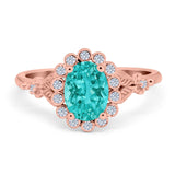 Vintage Oval Engagement Ring Simulated Cubic Zirconia 925 Sterling Silver