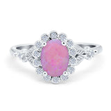 Vintage Oval Engagement Ring Simulated Cubic Zirconia 925 Sterling Silver