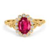 Vintage Oval Engagement Ring Simulated Cubic Zirconia 925 Sterling Silver