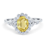 Vintage Oval Engagement Ring Simulated Cubic Zirconia 925 Sterling Silver