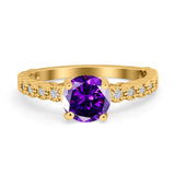 Solitaire Accent Wedding Ring Round Simulated Cubic Zirconia 925 Sterling Silver