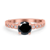 Solitaire Accent Wedding Ring Round Simulated Cubic Zirconia 925 Sterling Silver
