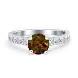 Solitaire Accent Wedding Ring Round Simulated Cubic Zirconia 925 Sterling Silver