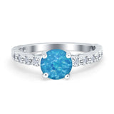 Solitaire Accent Wedding Ring Round Simulated Cubic Zirconia 925 Sterling Silver