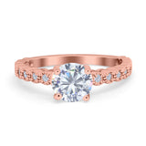 Solitaire Accent Wedding Ring Round Simulated Cubic Zirconia 925 Sterling Silver