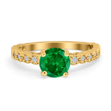 Solitaire Accent Wedding Ring Round Simulated Cubic Zirconia 925 Sterling Silver