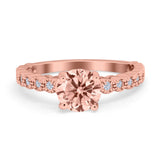 Solitaire Accent Wedding Ring Round Simulated Cubic Zirconia 925 Sterling Silver