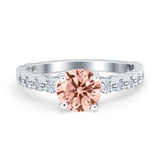 Solitaire Accent Wedding Ring Round Simulated Cubic Zirconia 925 Sterling Silver
