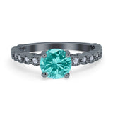 Solitaire Accent Wedding Ring Round Simulated Cubic Zirconia 925 Sterling Silver