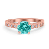 Solitaire Accent Wedding Ring Round Simulated Cubic Zirconia 925 Sterling Silver