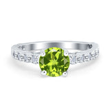 Solitaire Accent Wedding Ring Round Simulated Cubic Zirconia 925 Sterling Silver