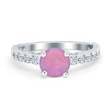 Solitaire Accent Wedding Ring Round Simulated Cubic Zirconia 925 Sterling Silver