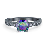 Solitaire Accent Wedding Ring Round Simulated Cubic Zirconia 925 Sterling Silver