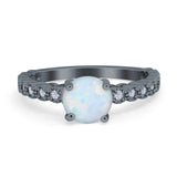 Solitaire Accent Wedding Ring Round Simulated Cubic Zirconia 925 Sterling Silver