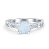 Solitaire Accent Wedding Ring Round Simulated Cubic Zirconia 925 Sterling Silver