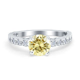 Solitaire Accent Wedding Ring Round Simulated Cubic Zirconia 925 Sterling Silver