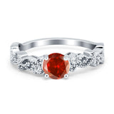 Filigree Art Deco Wedding Ring Round Simulated Cubic Zirconia 925 Sterling Silver