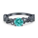Filigree Art Deco Wedding Ring Round Simulated Cubic Zirconia 925 Sterling Silver