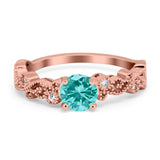 Filigree Art Deco Wedding Ring Round Simulated Cubic Zirconia 925 Sterling Silver