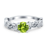 Filigree Art Deco Wedding Ring Round Simulated Cubic Zirconia 925 Sterling Silver