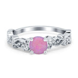 Filigree Art Deco Wedding Ring Round Simulated Cubic Zirconia 925 Sterling Silver