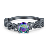 Filigree Art Deco Wedding Ring Round Simulated Cubic Zirconia 925 Sterling Silver