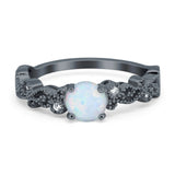 Filigree Art Deco Wedding Ring Round Simulated Cubic Zirconia 925 Sterling Silver