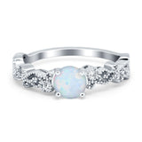 Filigree Art Deco Wedding Ring Round Simulated Cubic Zirconia 925 Sterling Silver