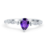 Teardrop Wedding Ring Simulated Cubic Zirconia 925 Sterling Silver
