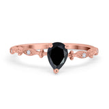 Teardrop Wedding Ring Simulated Cubic Zirconia 925 Sterling Silver