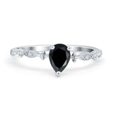 Teardrop Wedding Ring Simulated Cubic Zirconia 925 Sterling Silver