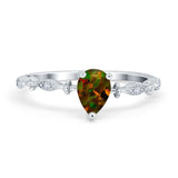 Teardrop Wedding Ring Simulated Cubic Zirconia 925 Sterling Silver
