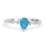 Teardrop Wedding Ring Simulated Cubic Zirconia 925 Sterling Silver