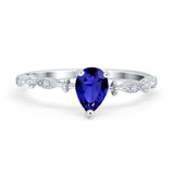 Teardrop Wedding Ring Simulated Cubic Zirconia 925 Sterling Silver
