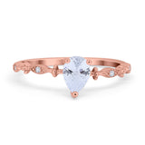 Teardrop Wedding Ring Simulated Cubic Zirconia 925 Sterling Silver