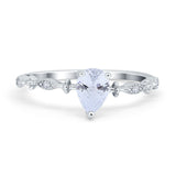 Teardrop Wedding Ring Simulated Cubic Zirconia 925 Sterling Silver
