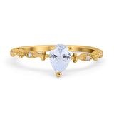 Teardrop Wedding Ring Simulated Cubic Zirconia 925 Sterling Silver