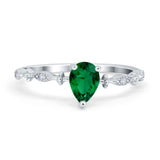 Teardrop Wedding Ring Simulated Cubic Zirconia 925 Sterling Silver