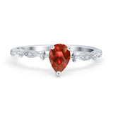 Teardrop Wedding Ring Simulated Cubic Zirconia 925 Sterling Silver