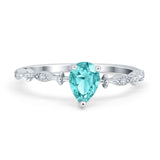 Teardrop Wedding Ring Simulated Cubic Zirconia 925 Sterling Silver