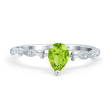 Teardrop Wedding Ring Simulated Cubic Zirconia 925 Sterling Silver