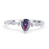 Teardrop Wedding Ring Simulated Cubic Zirconia 925 Sterling Silver