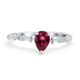 Teardrop Wedding Ring Simulated Cubic Zirconia 925 Sterling Silver